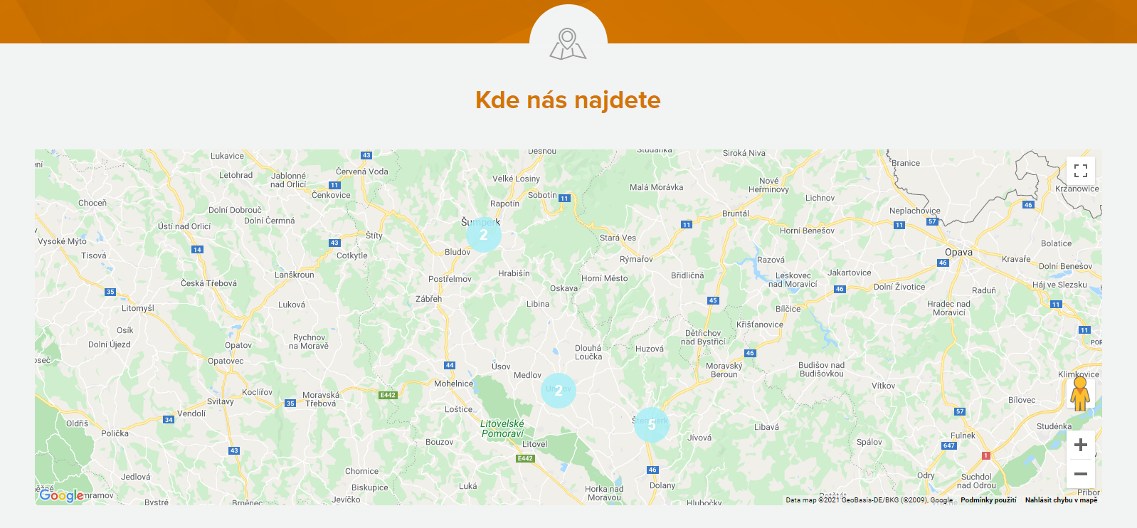 Mapa s pobočkami organizace Vincentinum